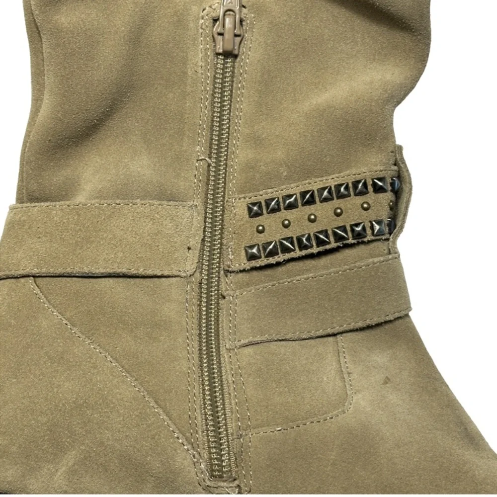 BCBG Generation | Over the Knee Suede Boot Christina New Taupe Spike Stud Accent